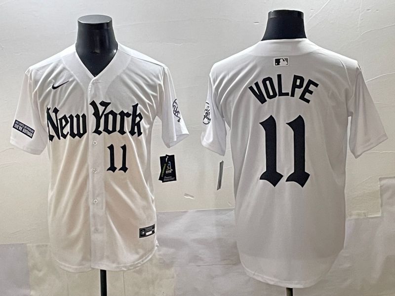 Men 2025 New York Yankees #11 Volpe White Five generations Joint Name Nike MLB Jersey style 37